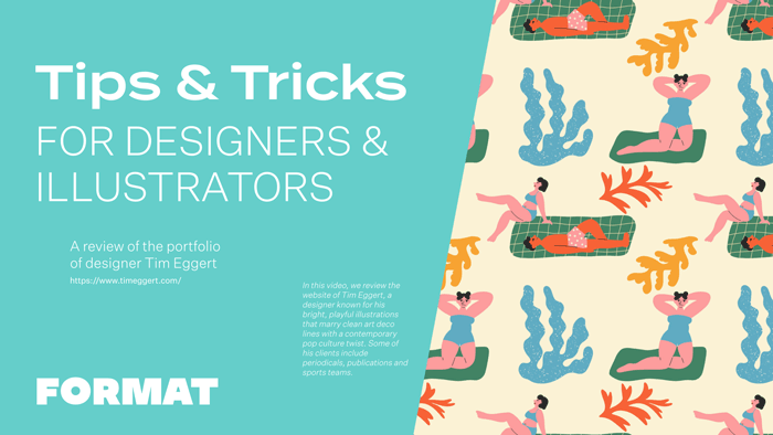 Text in image reads "Tips & Tricks for Designers & Illustrators" and shows an illustrations of people lying on the beach